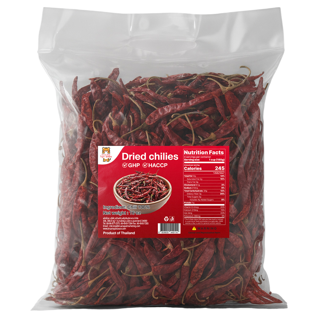 Tiger Smiles Dried Whole Chili 16 oz